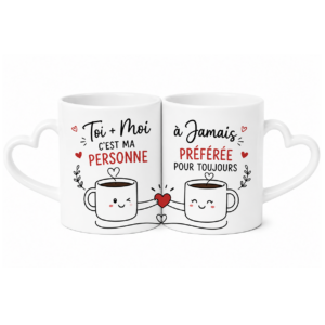Duo de mugs couple Toi + Moi | Cadeau couple