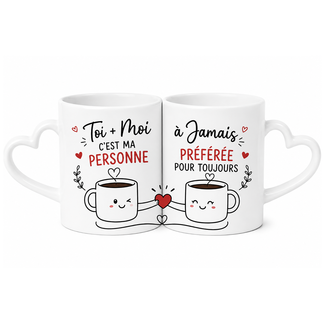 Duo de mugs couple Toi + Moi | Cadeau couple