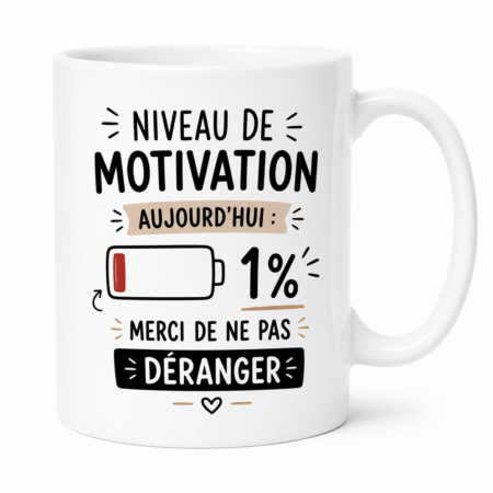 Mug humour “Niveau de motivation"