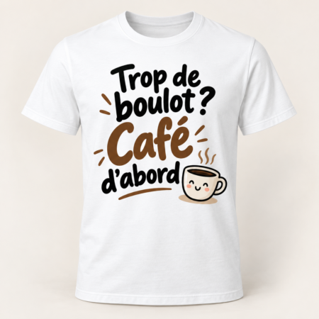T-shirt humour blanc « Pas envie aujourd'hui et ça se voit » avec un chat roux