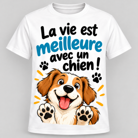 T-shirt humour blanc « Mon mode du jour : café » avec un paresseux et sa tasse