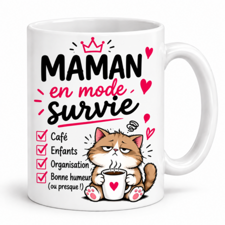 Mug humour “Maman en mode survie”