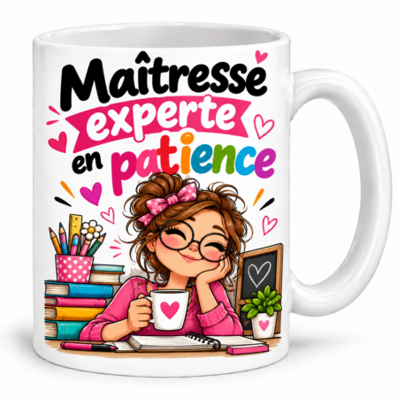 Mug humour “Maîtresse experte en patience”