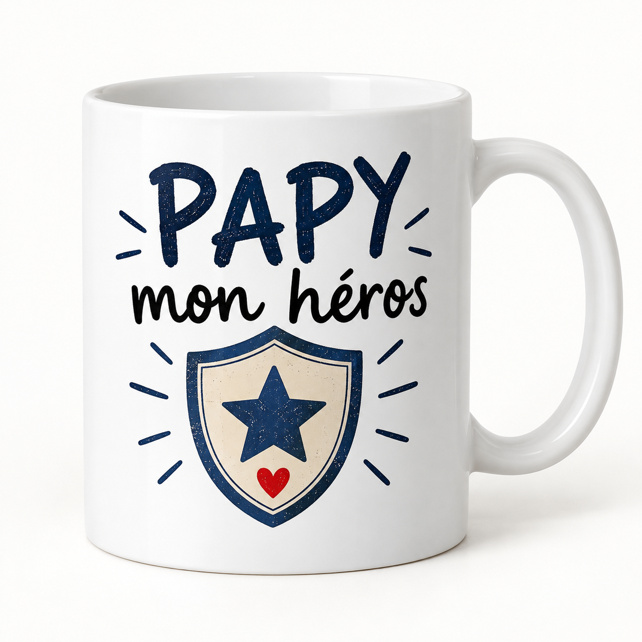 Mug blanc illustré « PAPY mon héros »