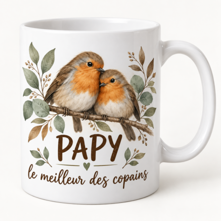 Mug blanc illustré « PAPY le meilleur des copains »