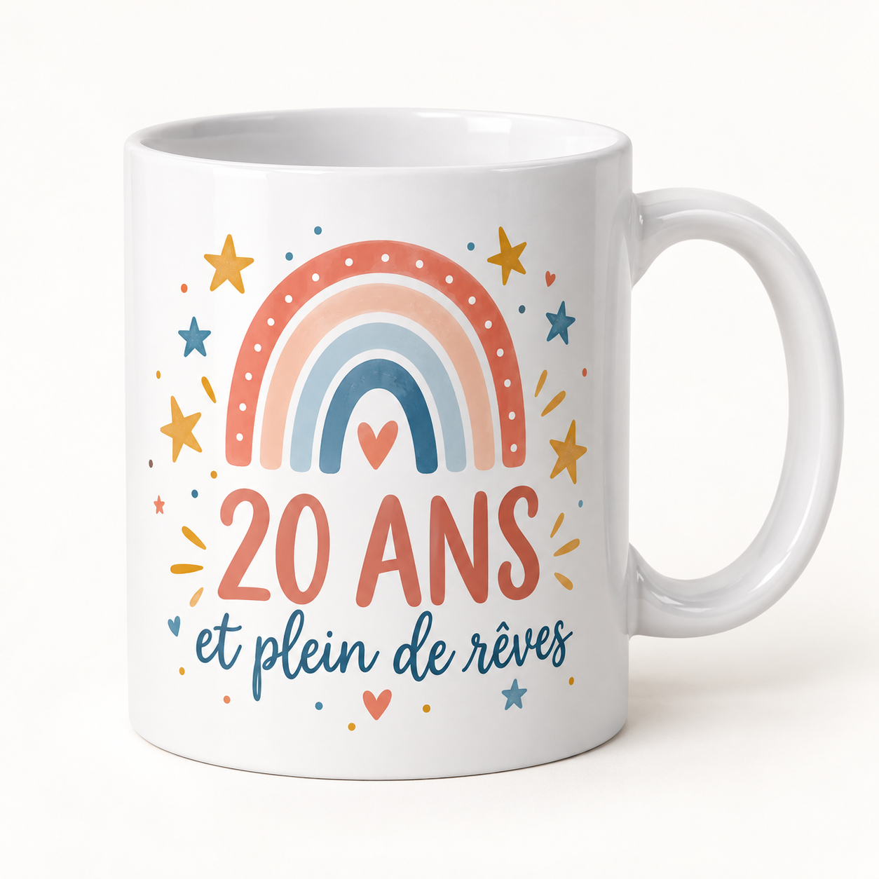 Mug blanc illustré « 20 ANS et plein de rêves »