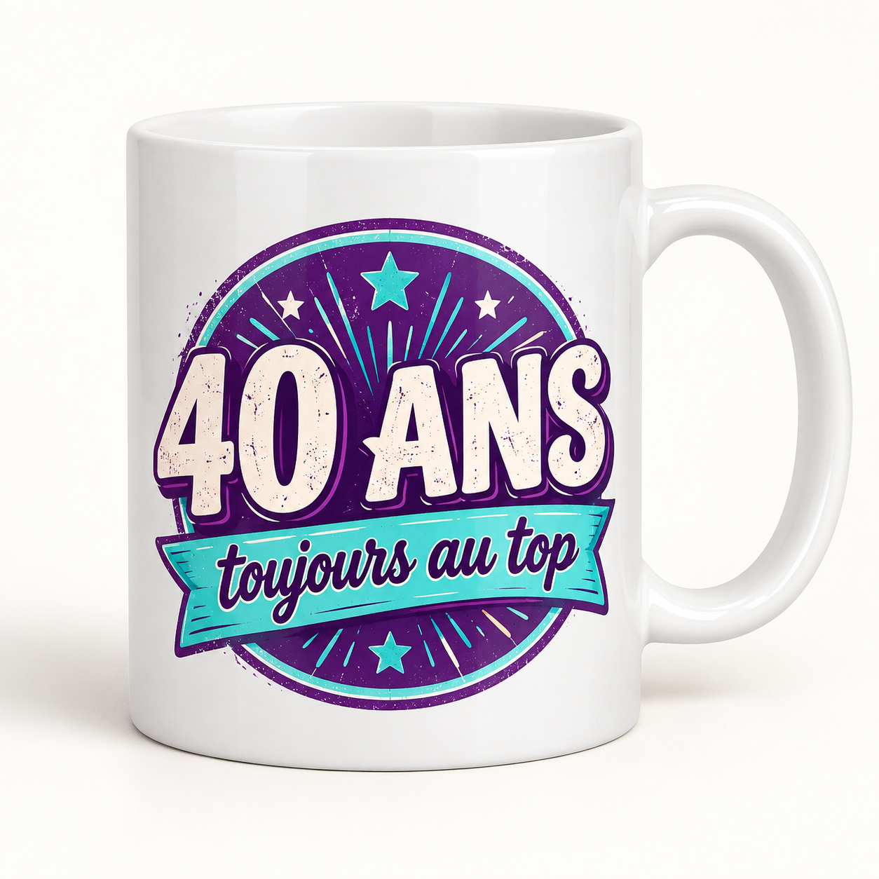 Mug blanc illustré « 40 ANS toujours au top »