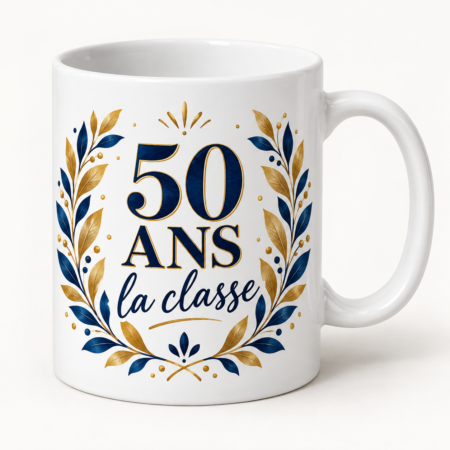 Mug blanc illustré « 50 ANS la classe »