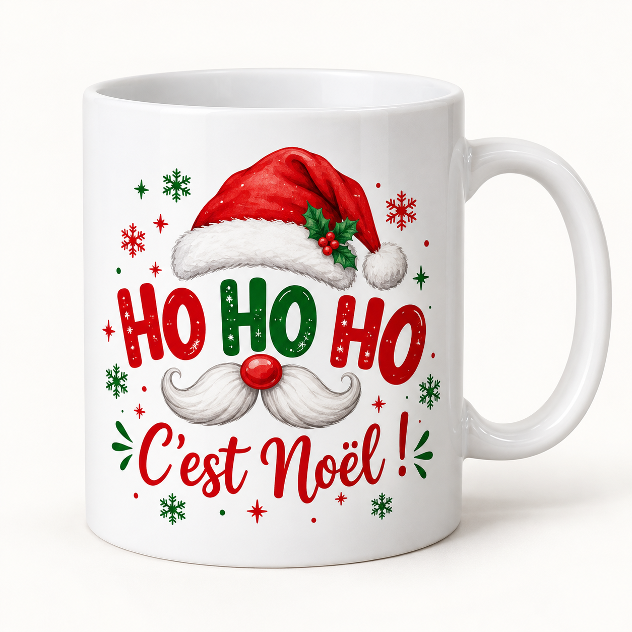 Mug blanc illustré « HO HO HO C’est Noël ! »