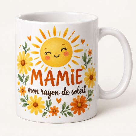 Mug blanc illustré « MAMIE mon rayon de soleil »