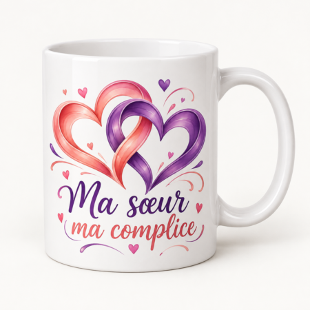 Mug blanc illustré « Ma sœur ma complice »