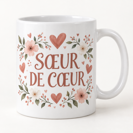 Mug blanc illustré « SŒUR DE CŒUR »