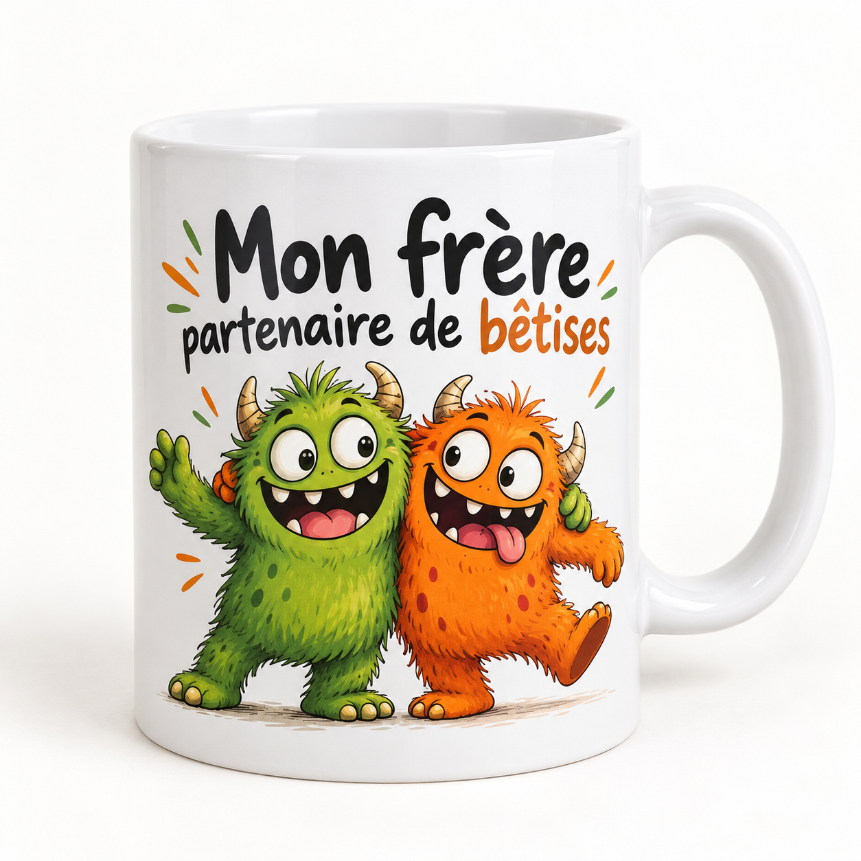 Mug blanc illustré « Mon frère partenaire de bêtises »