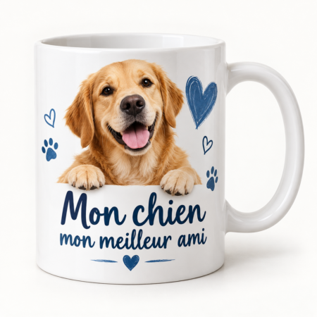 Mug blanc illustré « Mon chien mon meilleur ami »