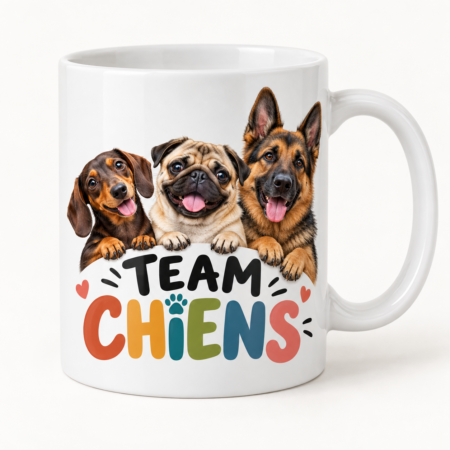 Mug blanc illustré « TEAM CHIENS »