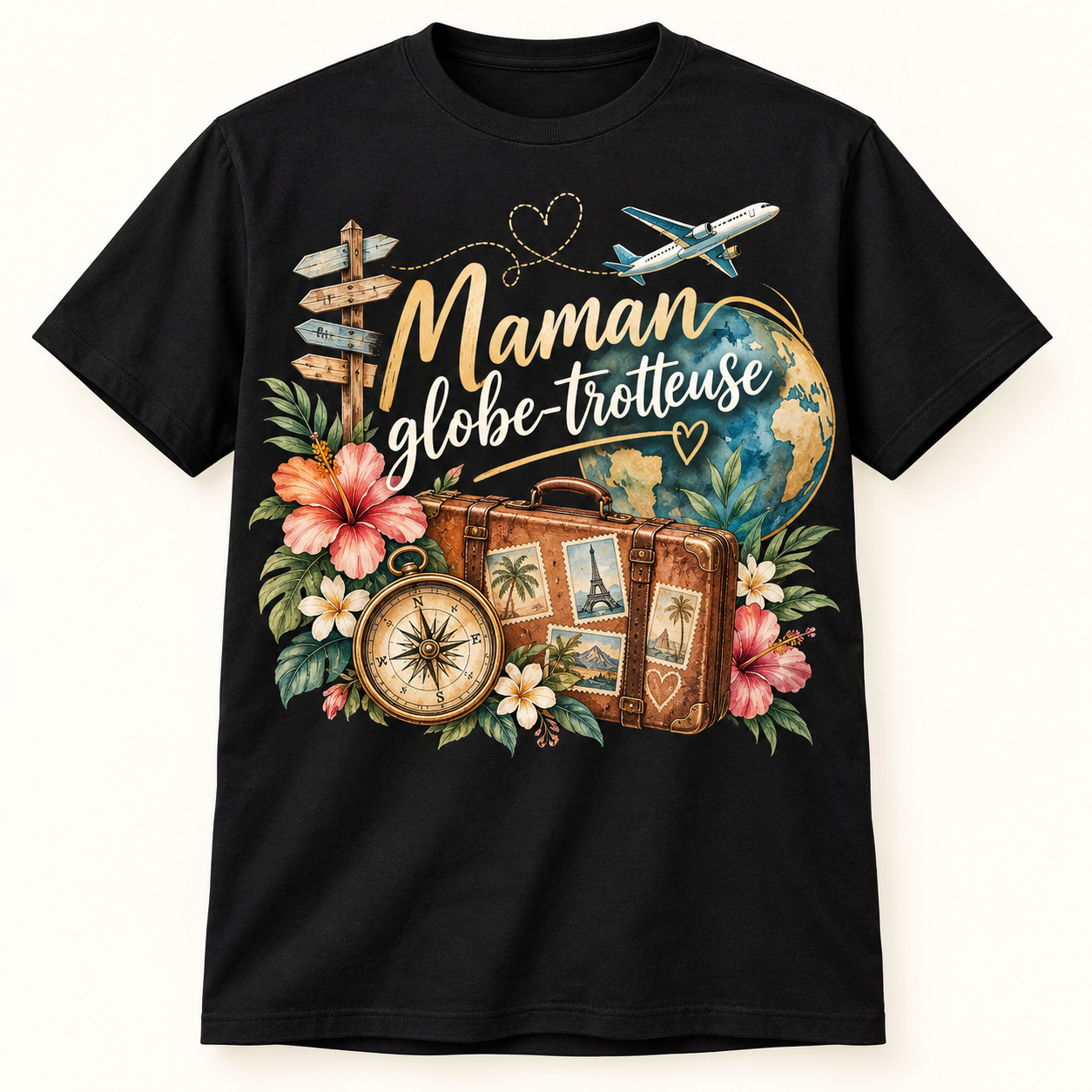 T-shirt Maman globe-trotteuse