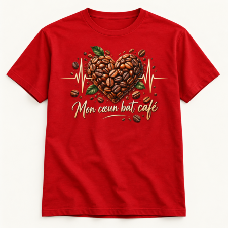 T-shirt Mon cœur bat café