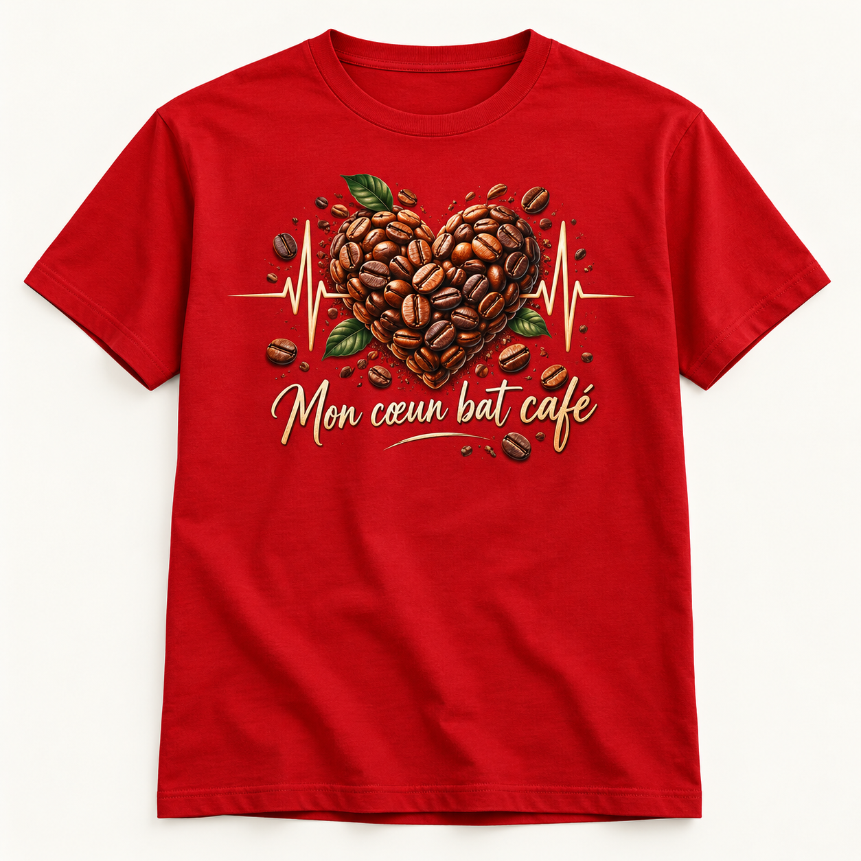 T-shirt Mon cœur bat café