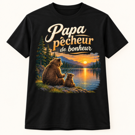 T-shirt Papa pêcheur de bonheur