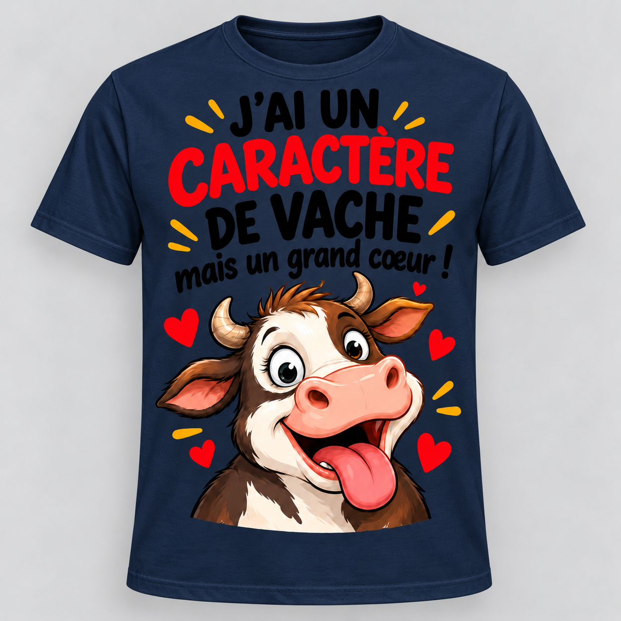 T-shirt humour “J'ai un caractère de vache mais un grand cœur” – Image 6