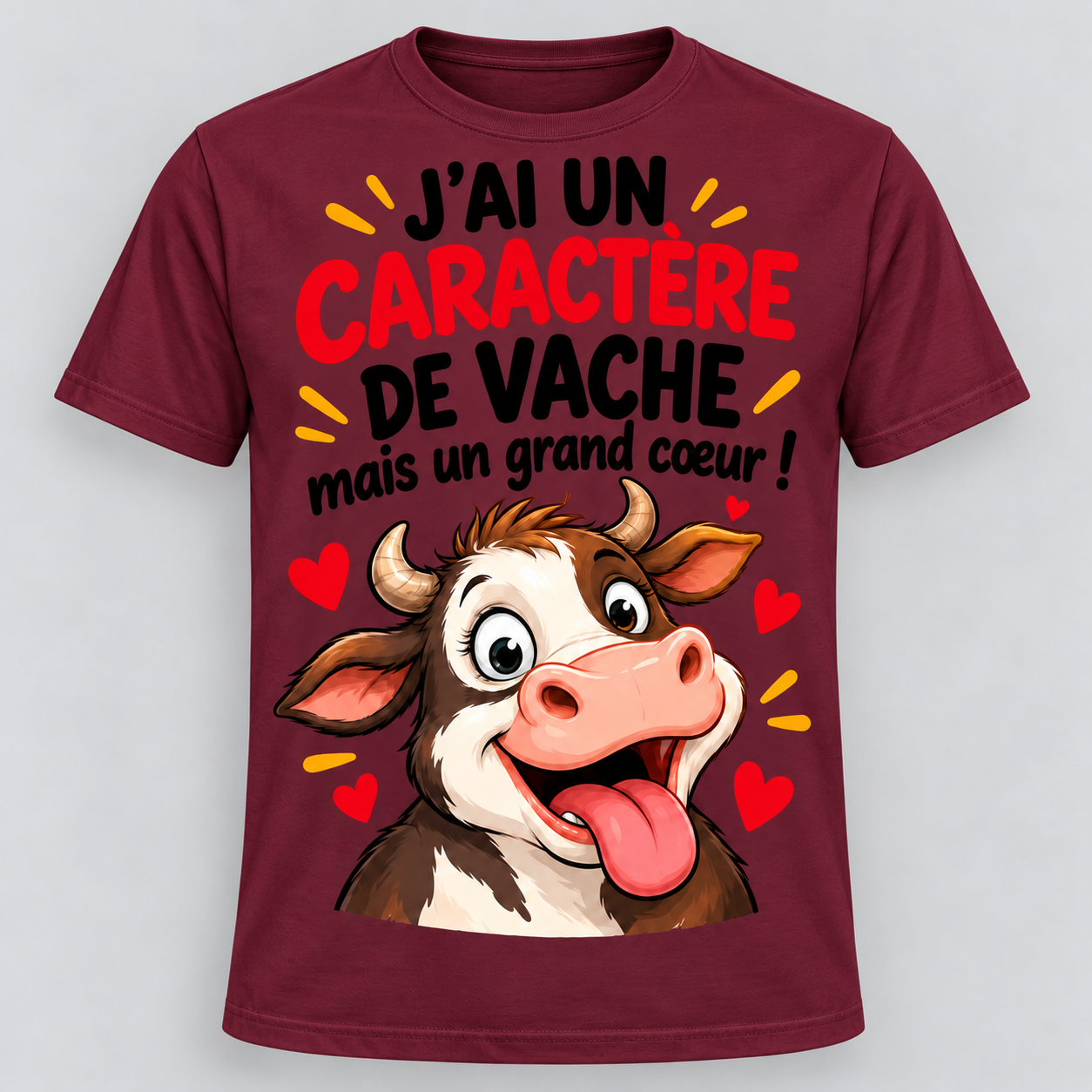 T-shirt humour “J'ai un caractère de vache mais un grand cœur” – Image 5