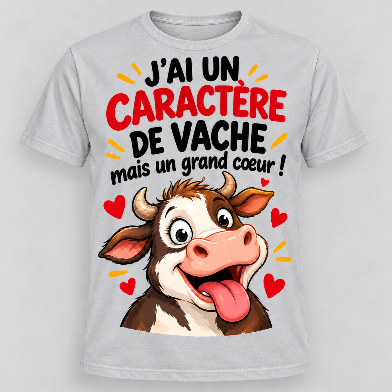 T-shirt humour “J'ai un caractère de vache mais un grand cœur” – Image 7
