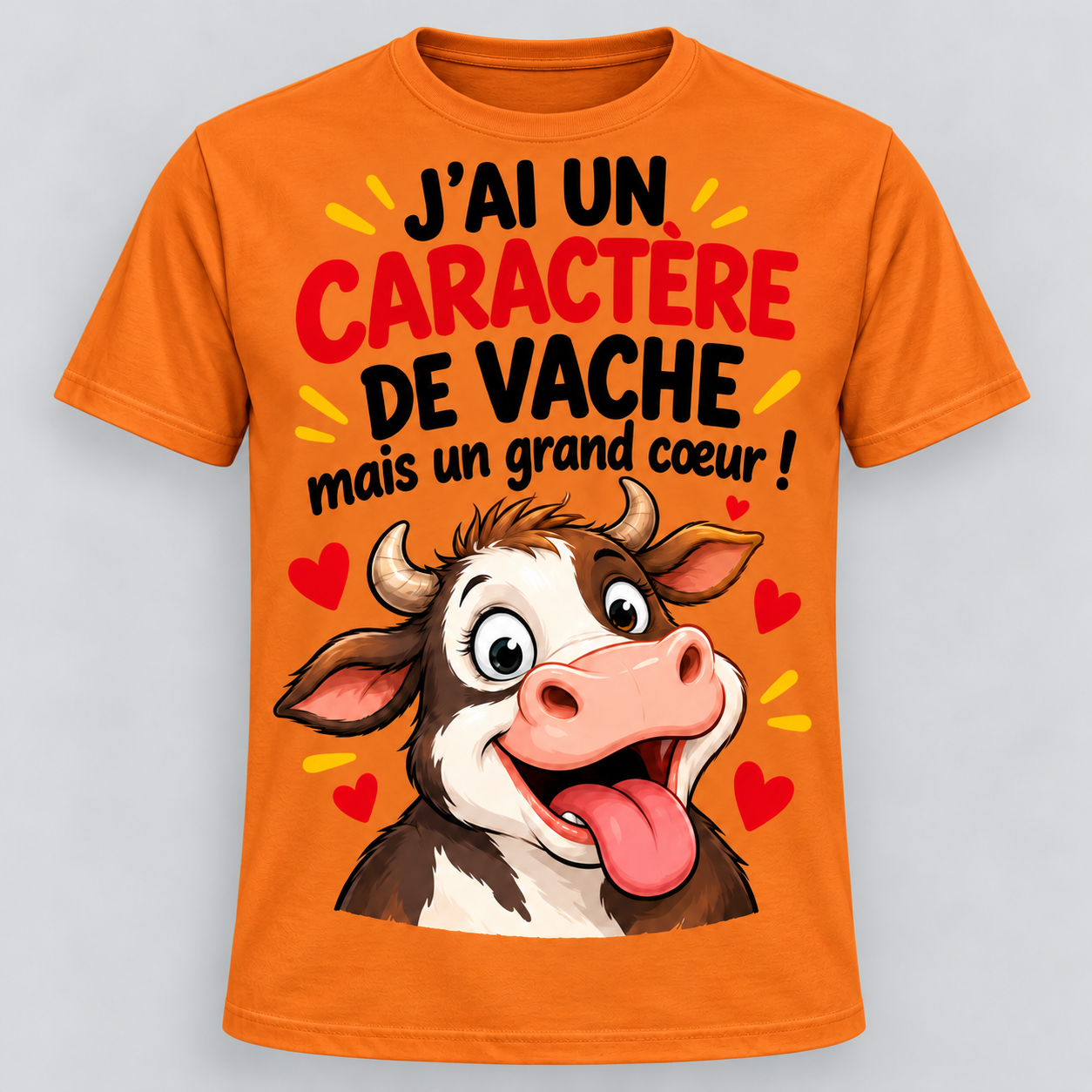 T-shirt humour “J'ai un caractère de vache mais un grand cœur” – Image 8