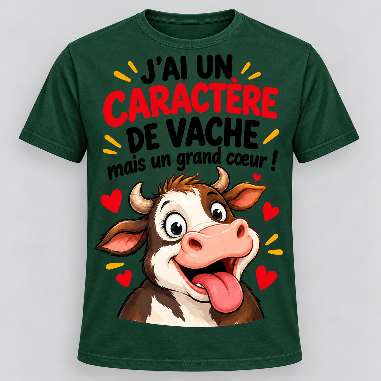 T-shirt humour “J'ai un caractère de vache mais un grand cœur” – Image 11
