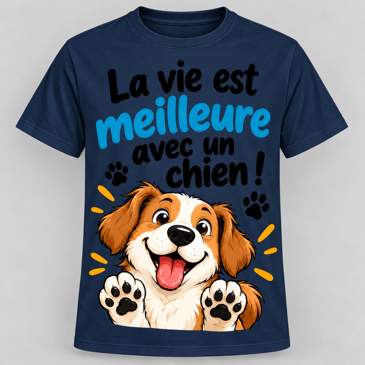 T-shirt humour “La vie est meilleure avec un chien” – Image 6