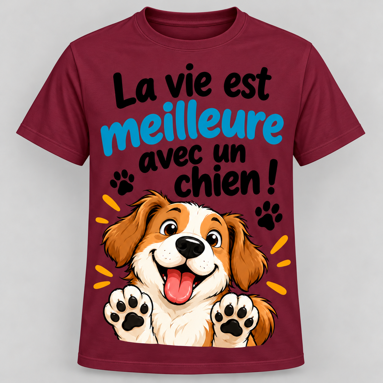 T-shirt humour “La vie est meilleure avec un chien” – Image 5