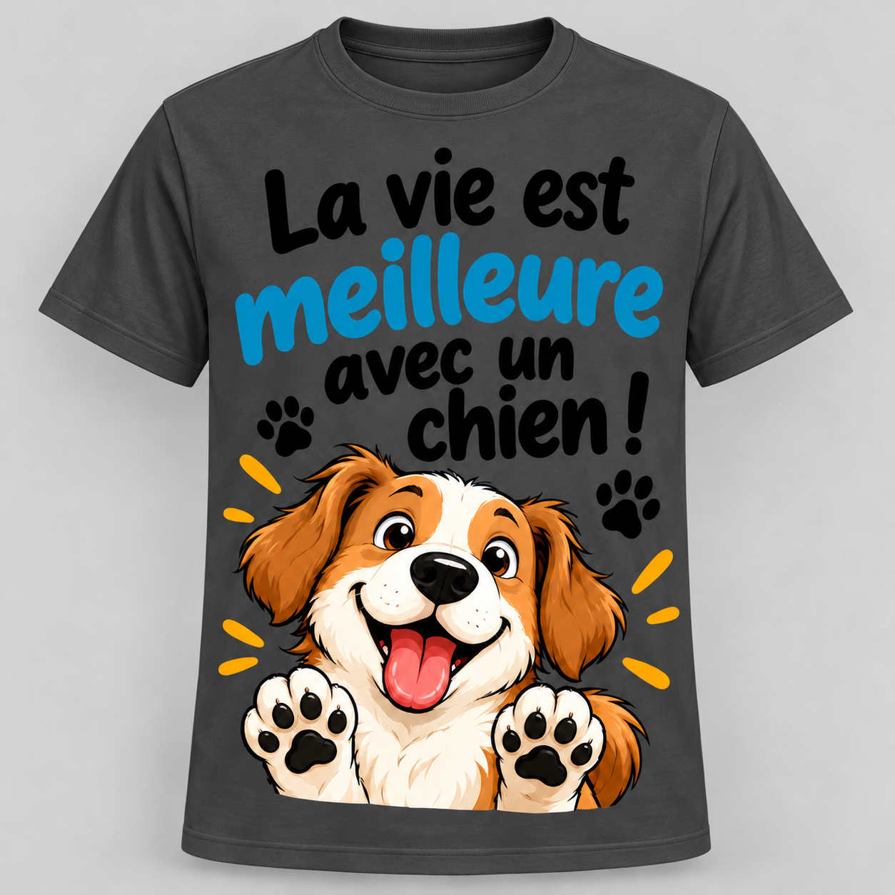 T-shirt humour “La vie est meilleure avec un chien” – Image 10