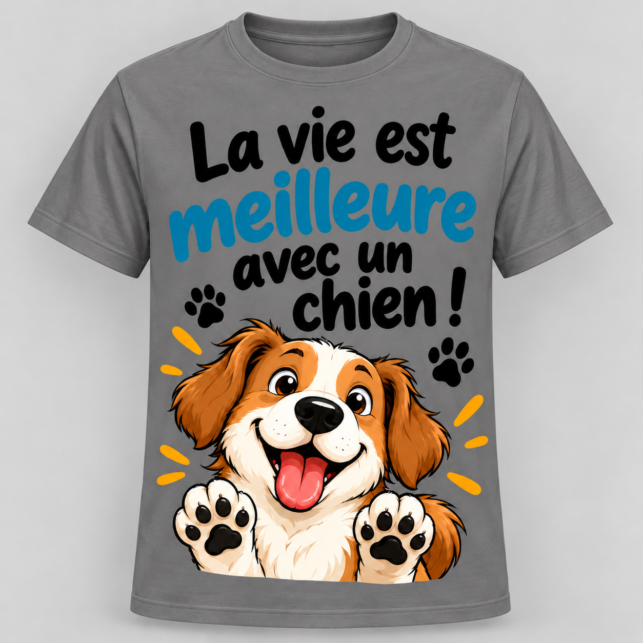 T-shirt humour “La vie est meilleure avec un chien” – Image 3