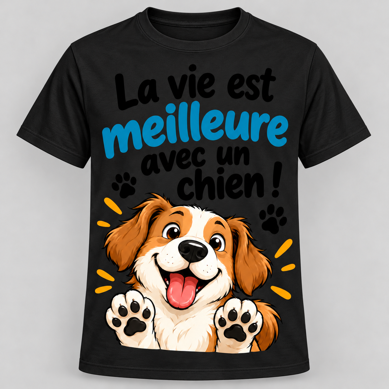 T-shirt humour “La vie est meilleure avec un chien” – Image 2