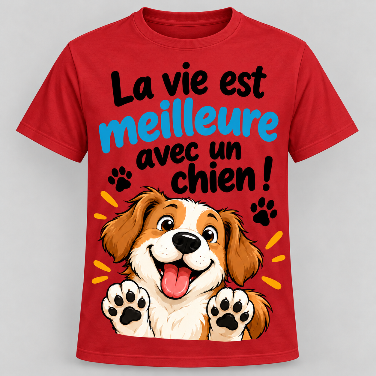 T-shirt humour “La vie est meilleure avec un chien” – Image 4