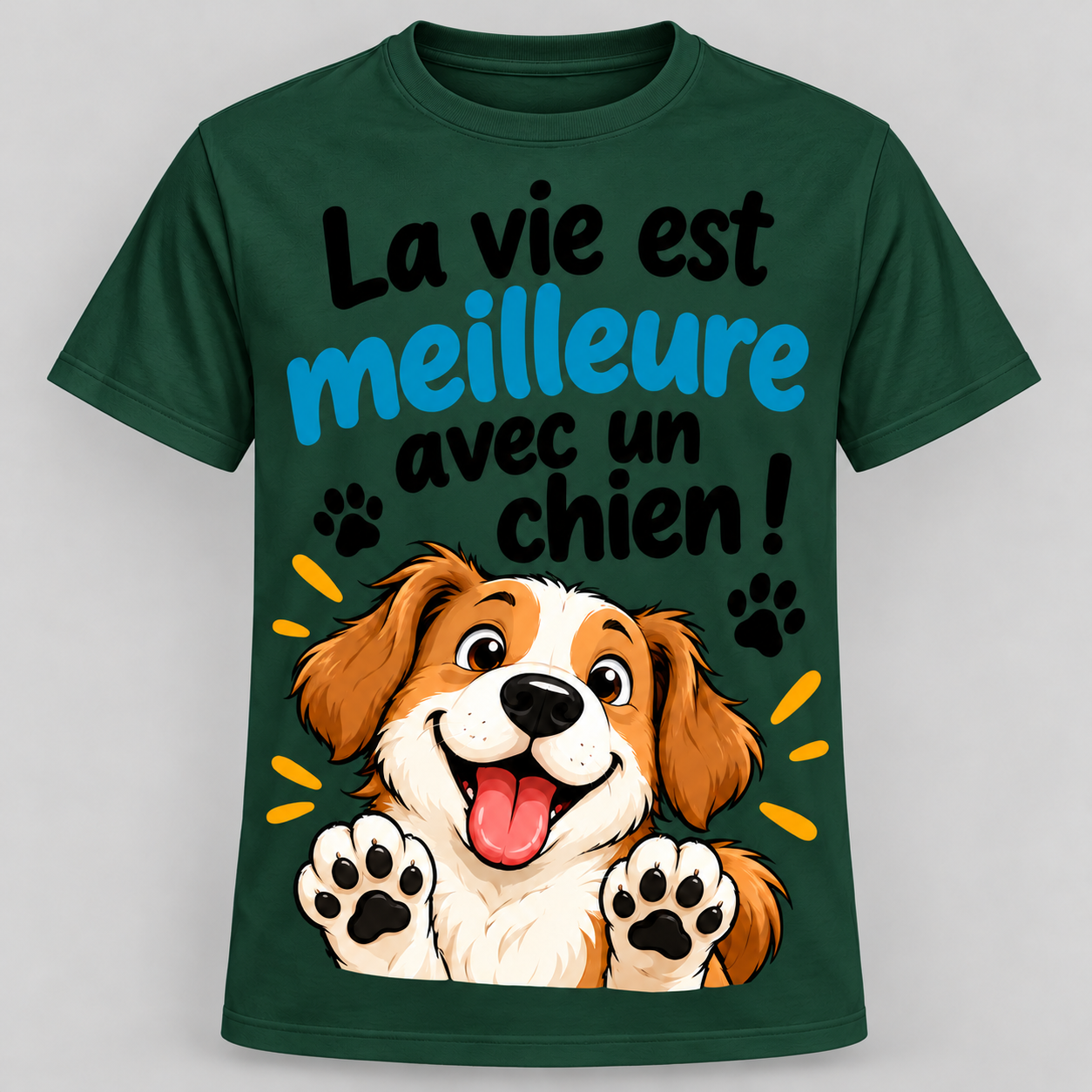 T-shirt humour “La vie est meilleure avec un chien” – Image 11