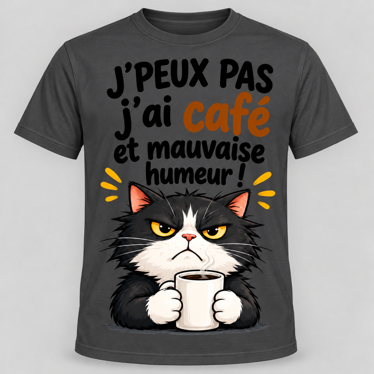 T-shirt humour “J'peux pas j'ai café et mauvaise humeur” – Image 10
