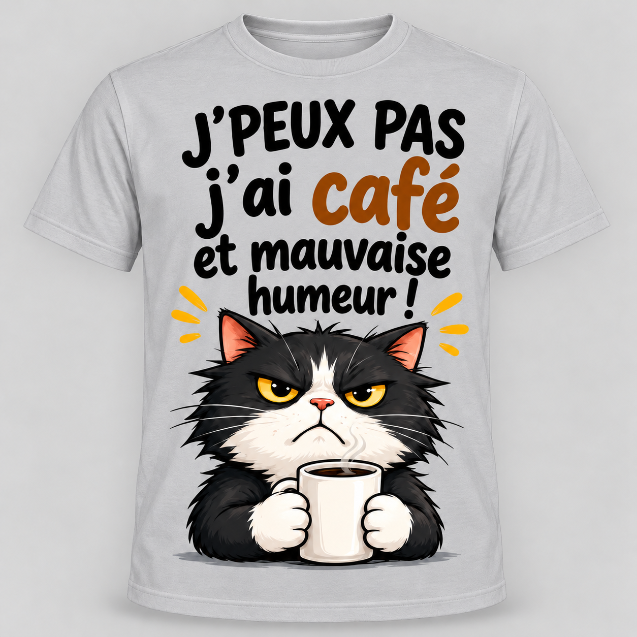 T-shirt humour “J'peux pas j'ai café et mauvaise humeur” – Image 7