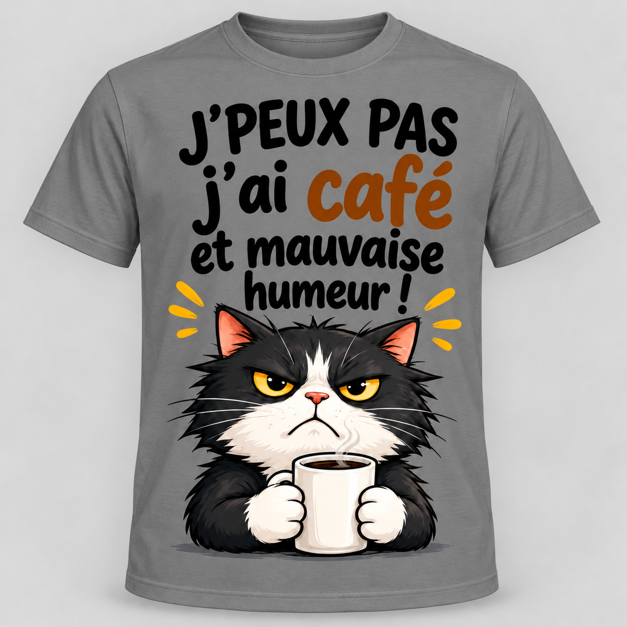 T-shirt humour “J'peux pas j'ai café et mauvaise humeur” – Image 3