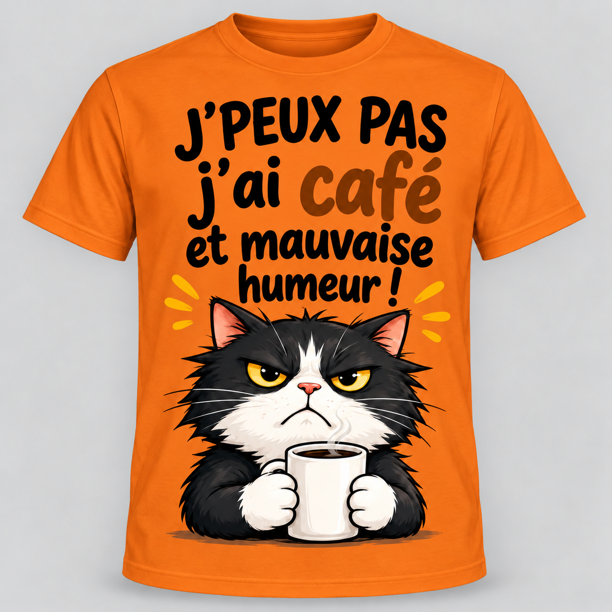 T-shirt humour “J'peux pas j'ai café et mauvaise humeur” – Image 8
