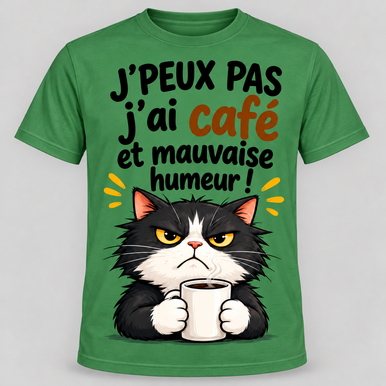 T-shirt humour “J'peux pas j'ai café et mauvaise humeur” – Image 9