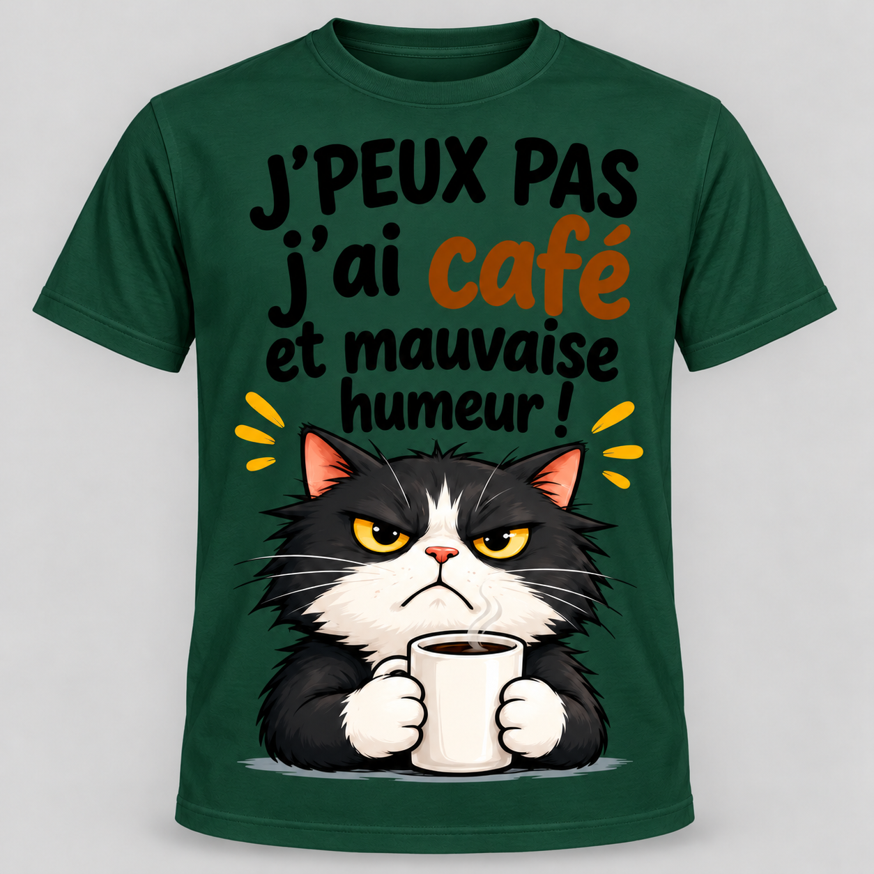 T-shirt humour “J'peux pas j'ai café et mauvaise humeur” – Image 11