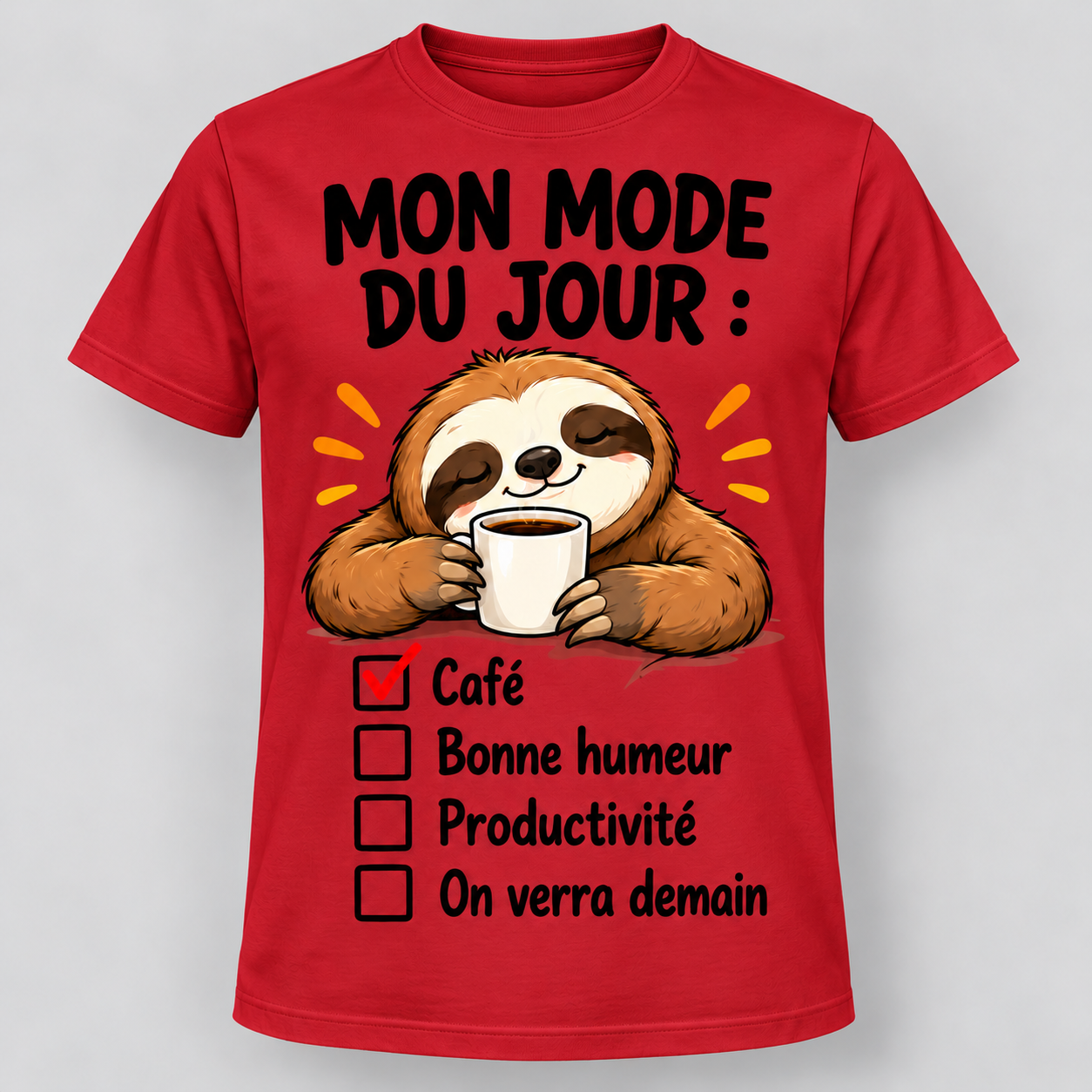 T-shirt humour “Mon mode du jour : café” – Image 4