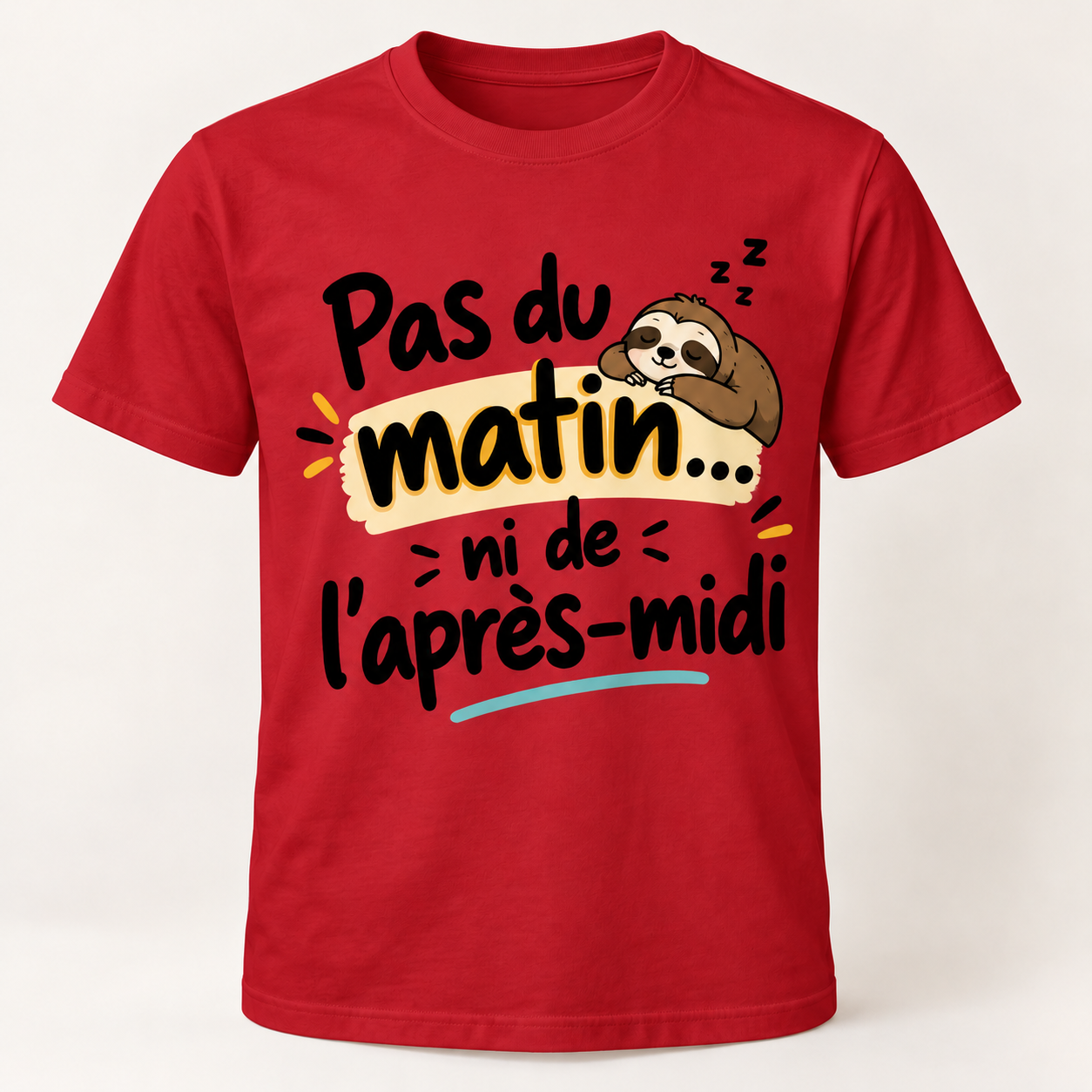 T-shirt humour “Pas du matin… ni de l'après-midi” – Image 4