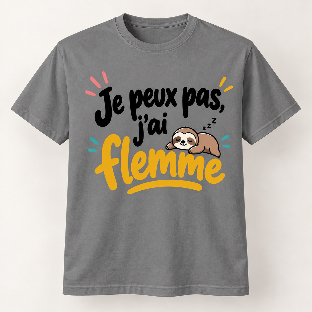 T-shirt humour “Je peux pas, j'ai flemme” – Image 3