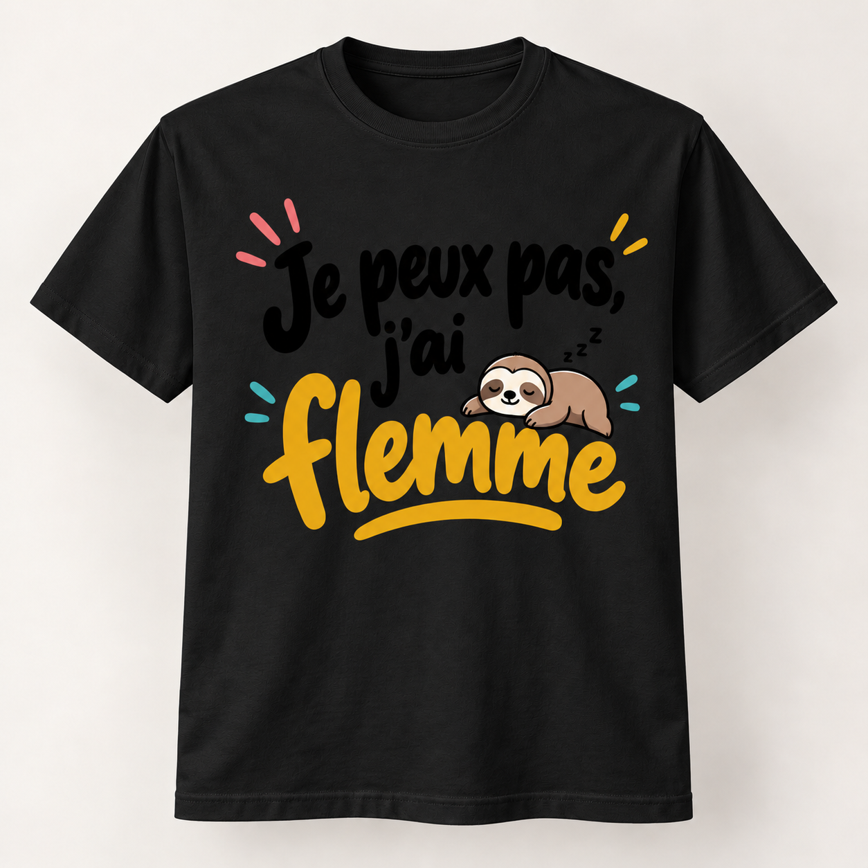 T-shirt humour “Je peux pas, j'ai flemme” – Image 2