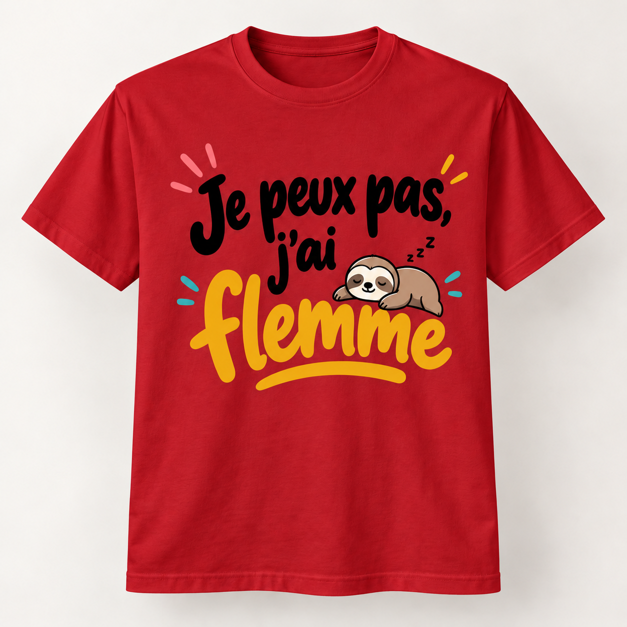 T-shirt humour “Je peux pas, j'ai flemme” – Image 4