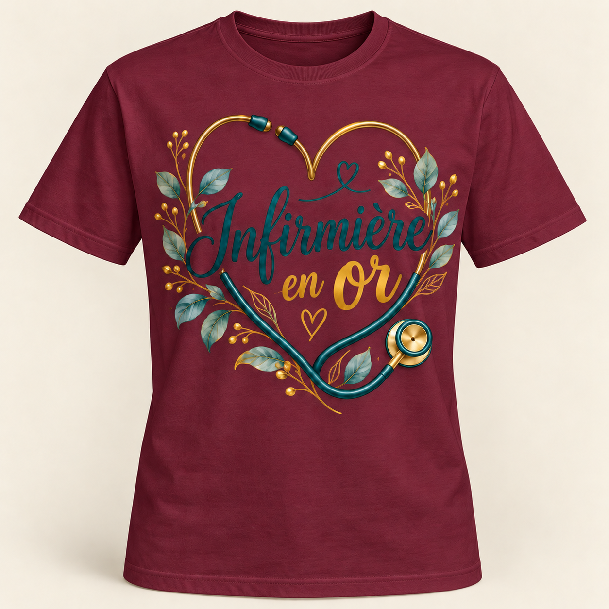 T-shirt Infirmière en or – Image 5