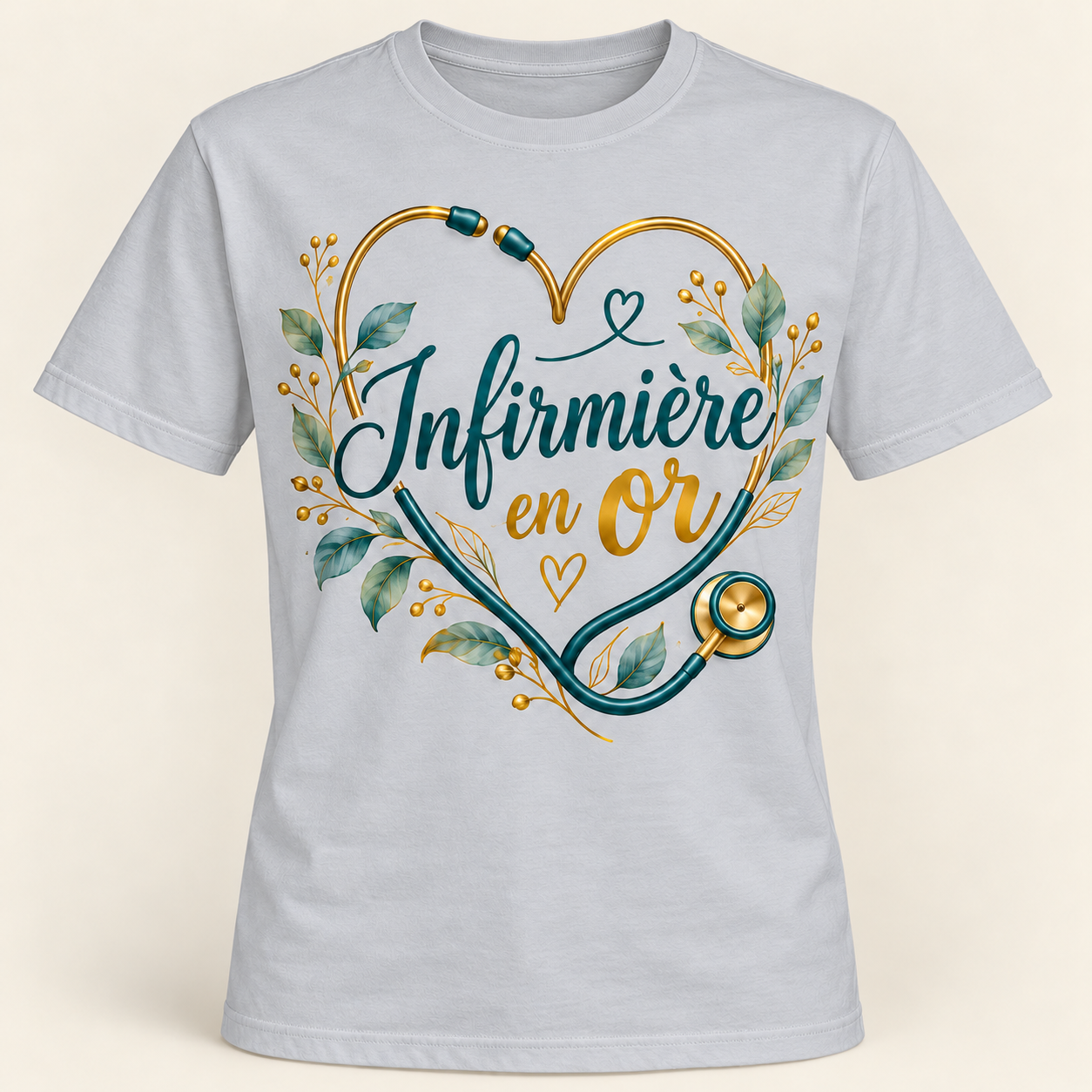 T-shirt Infirmière en or – Image 7