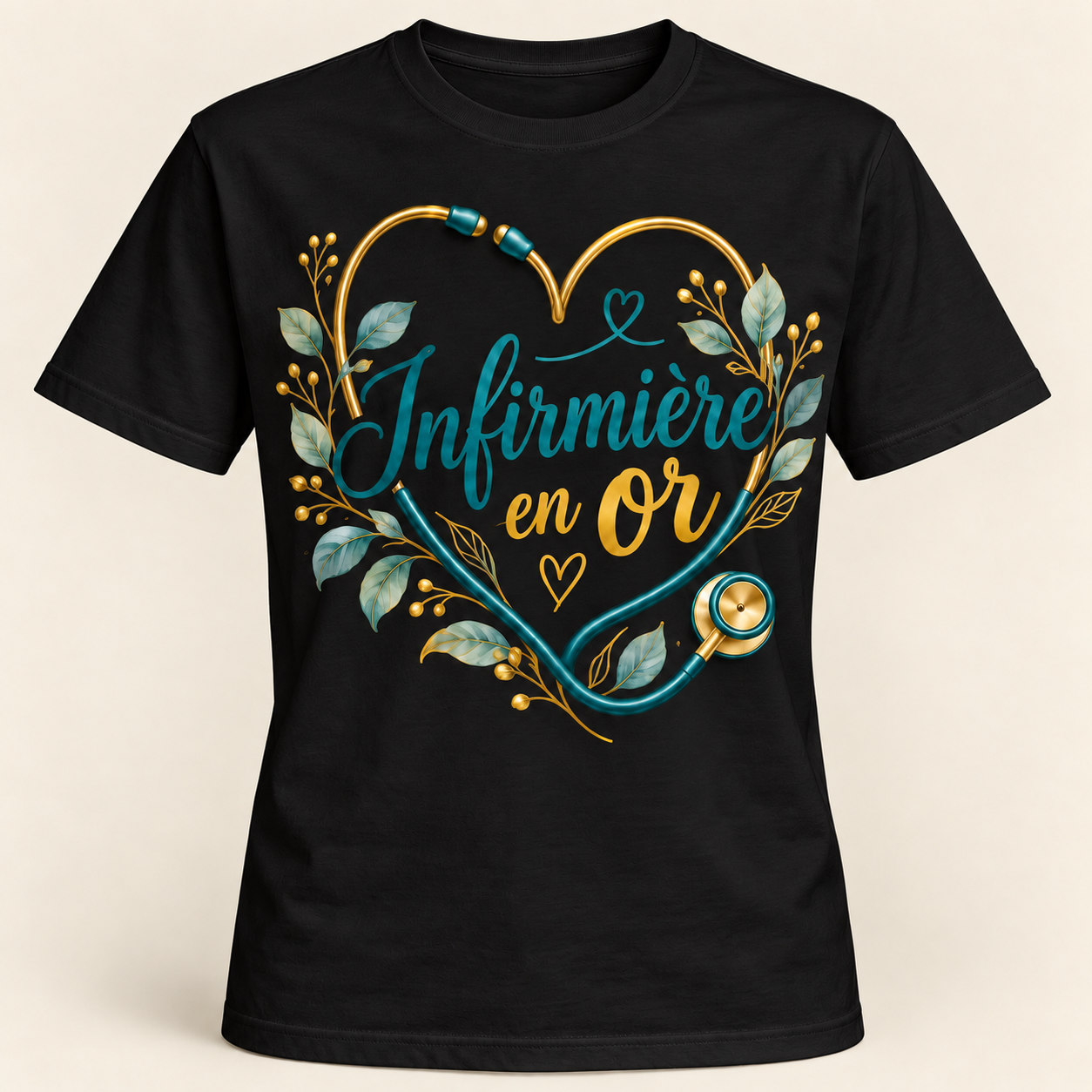 T-shirt Infirmière en or – Image 2