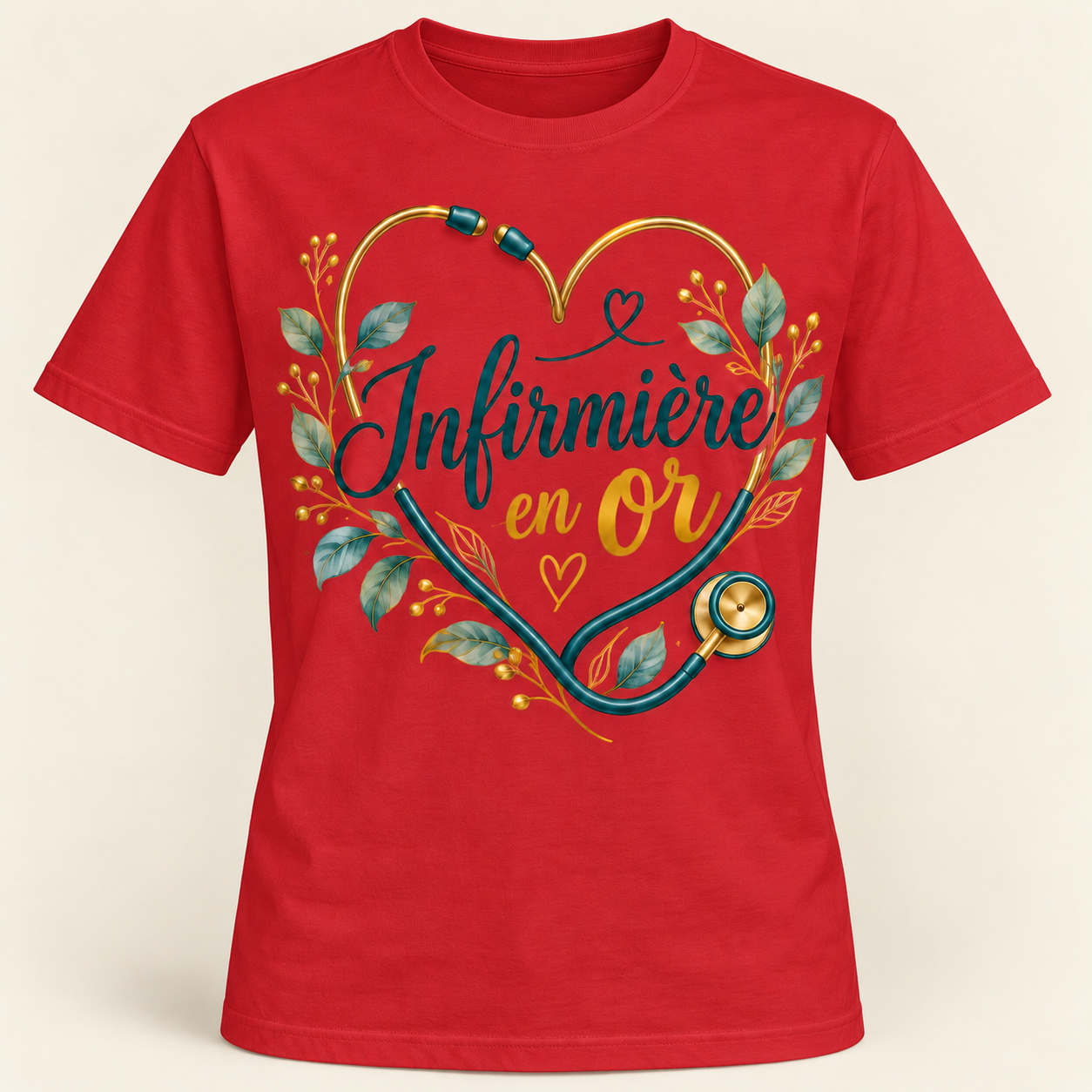 T-shirt Infirmière en or – Image 4